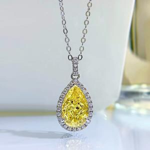 China Yellow Gemstone Decor Water Drop Pendant Necklace Fashion Zircon Jewelry wholesale