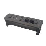 Media power data connection motorized flip up tabletop power socket box