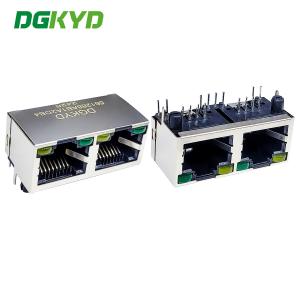 Dual Port RJ45 90 Degree Straight Plug Connector 8P8C With Light Gold-plated 6U Modular Socket DGKYD561288AB1A2DB4