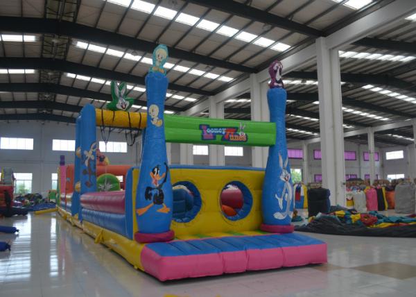 Quality Giant  4 In 1 Bugs Bunny Moonwalk Obstacle Course , Customized Inflatable Water Obstacle Course for sale