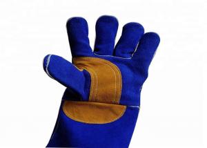 China Blue Leather Welding Gloves , Industry Protective Working Safety Gloves wholesale