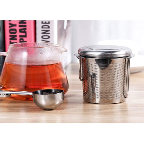 Stainless Steel 304 Wire Mesh Dome Shape Tea Filter Infuser 2 Folding Handles Food Grade