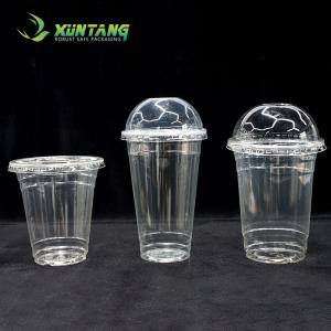 China Milkshakes Compostable PLA Cups , 12oz 117mm Biodegradable Smoothie Cups With Lids on sale
