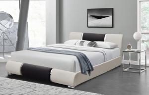 China Black White Faux Leather Bed Frame Upholstered Platform 160X200Cm wholesale