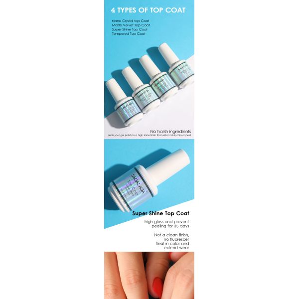 Long Lasting High Glossy Nail Gel Polish Super Shine Tempered Gel Top Coat for Nail Art Products