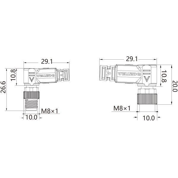 IP67 M8 Connector Harness Double End Precast Wire Harness PNP Belt LED Lamp Male Bend / Female Bend 3P PUR 3m