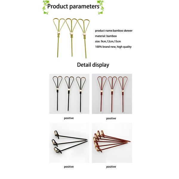 Convenient AB Grade 12cm Knotted Bamboo Skewers