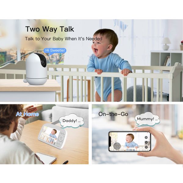 Wifi 2.4Ghz Smart Video Baby Monitor With Ai Human Sound Cry Temperature Humidity Detect Melody Tuya