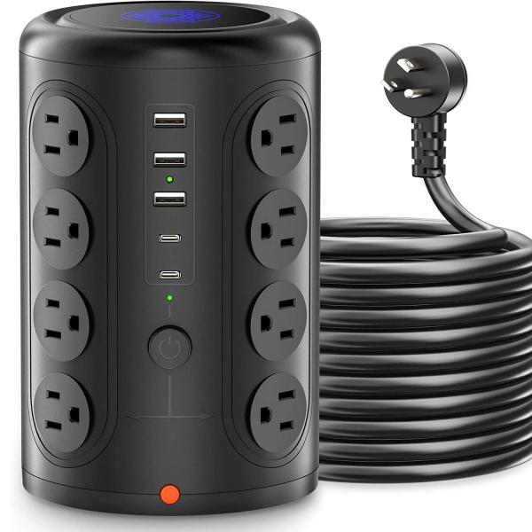 Quality 6FT Extention Cord Tower Power Strip With 16 Outlets And 5 USB Ports Surge Protector for sale
