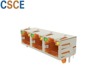China 8 Pin 8 Contact Shielded RJ45 Jack , 1*3 RJ45 Multi Port Jack With EMI wholesale