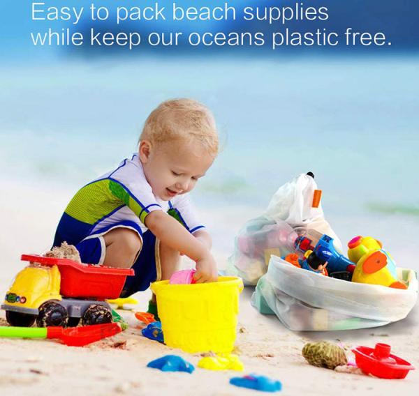 Quality TUV Recycled Reusable Mesh Produce Bags , GOTS Drawstring Net Bag Foldable for sale