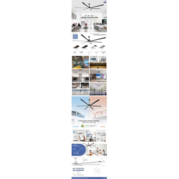 Large White Color Iron Blades Ceiling Fan with Light and Remote Control Support Dimmer
