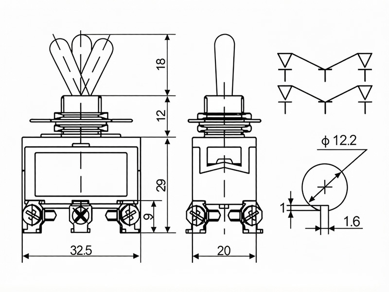 CHSKY E-TEN1321 6-pin 2-position toggle switch
