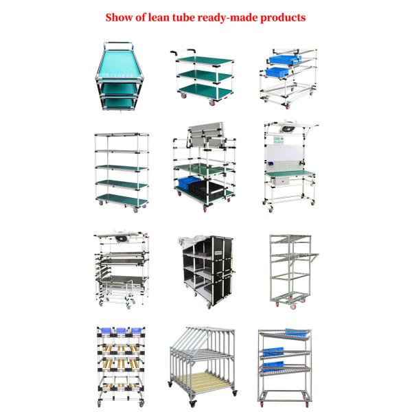 Stainless Steel Pipe Racking System , Rolling Utility Cart For Turnover Shelf System