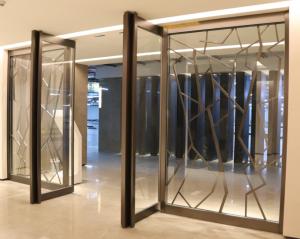 China Steel Frame Accommodate Glass Panel , Main Entrance Metal Door Frame wholesale