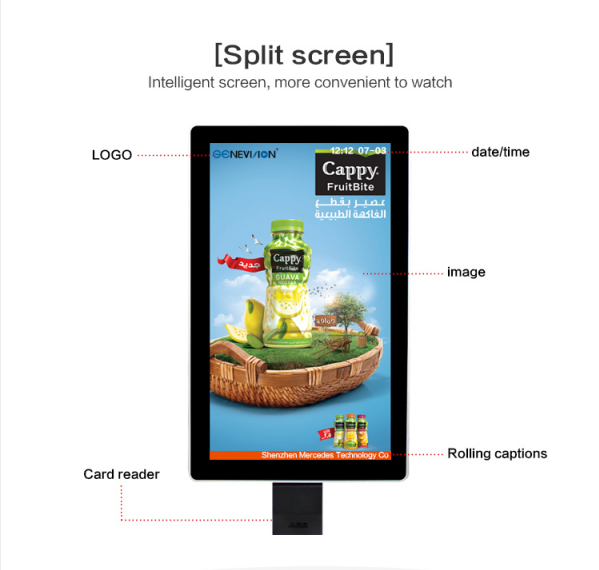 15.6'' LCD Advertising Screen TFT Panel , Android Wifi Retail Shop Advertising Display