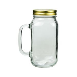 China Drinking Large Glass Mason Jar With Handle 24OZ Classic Design wholesale