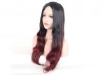 Black To Wine Red Colored Synthetic Wigs Long Natural Wavy Smooth Feeling
