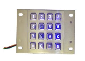 China PS2 150mA Panel Mount Illuminated Keypad 16 Matrix Metallic wholesale