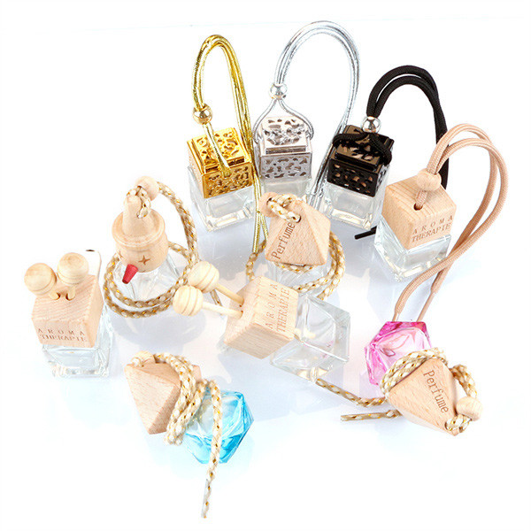 China Air Fresheners Empty Car Diffuser Bottles Wooden cap Rectangle on sale
