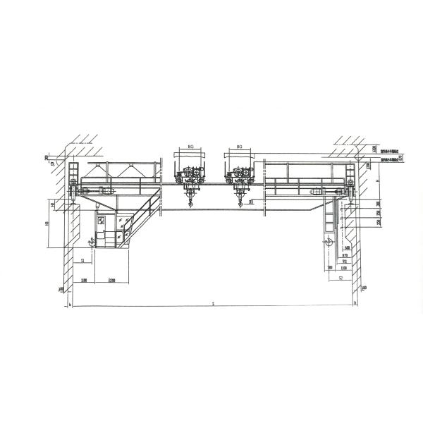 16+16T Span 12M Double Trolley Hook Overhead EOT Crane QE Type