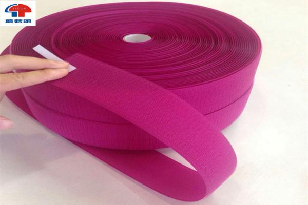 Quality Rose Red Nylon sticky back hook and loop tape roll , industrial strength Hook Loop Fastener for sale