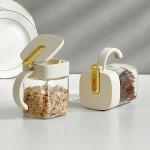 2 Grids Seasoning Box Spice Box with Handle Containers with Spoon Functional