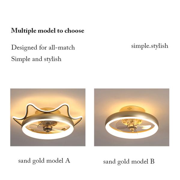 36W Modern Decorative LED Ceiling Fan Lamp Adjustable Wind Speed With Remote Control Sand Gold Indoor Lighting Bedroom