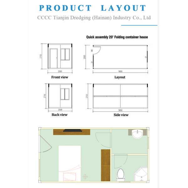 Prefabricated Folding Container House Modular 20ft With Steel Door