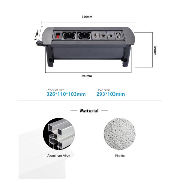 Furniture Power Distribution Conference Recessed Power Strip Desk Mounted OEM