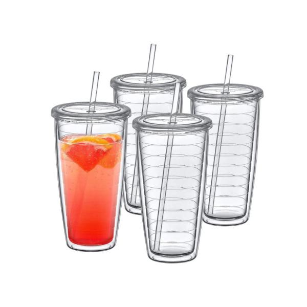 Quality Acrylic Tumbler With Lid And Straw Double Wall Mixed Color Reusable Plastic Cups With Your Own Design for sale