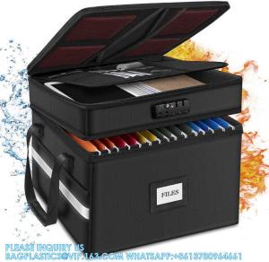 Reflective Strip Hanging Letter Size Fireproof Document Box Lockable Two Layer File Box Organizer