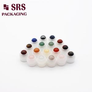 China round small colorful semi-precious stones roller ball plastic holder with ball for rollon bottle wholesale