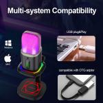 RGB USB Condenser Microphone Omnidirectional Cardioid Microphone With LED Lights