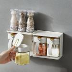 2 Grids Seasoning Box Spice Box with Handle Containers with Spoon Functional
