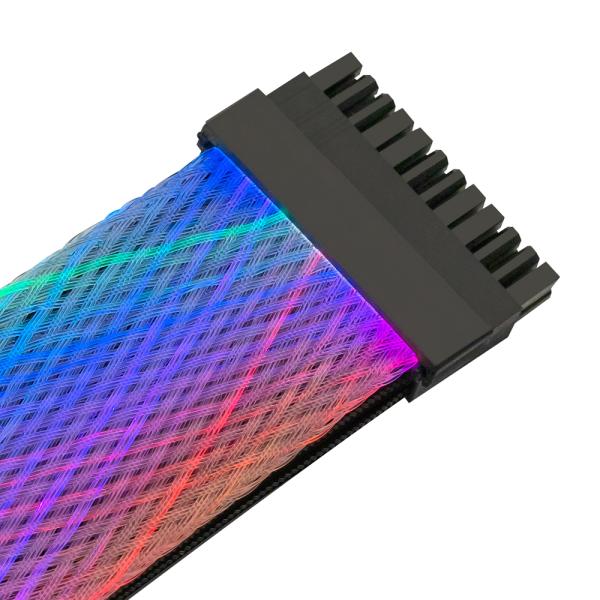 24PIN Cable Expansion Power Adapter Computer Connector Synchronous Motherboard Mesh Double Head Light 200mm