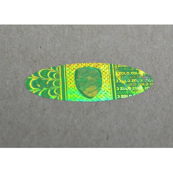 Oval shape laser engraved custom green color security hologram sticker