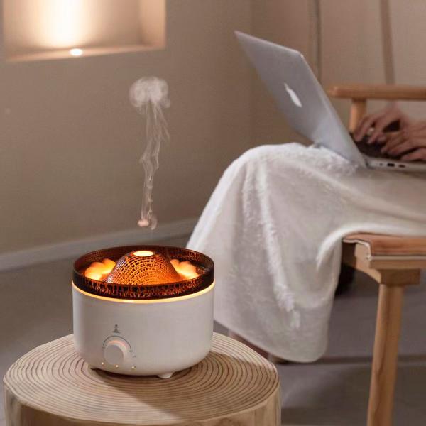 Quality 560ml Ambient Fire Flame Humidifier Flame Humidifier with 7 Colors Mood Light and Quiet Operation for sale