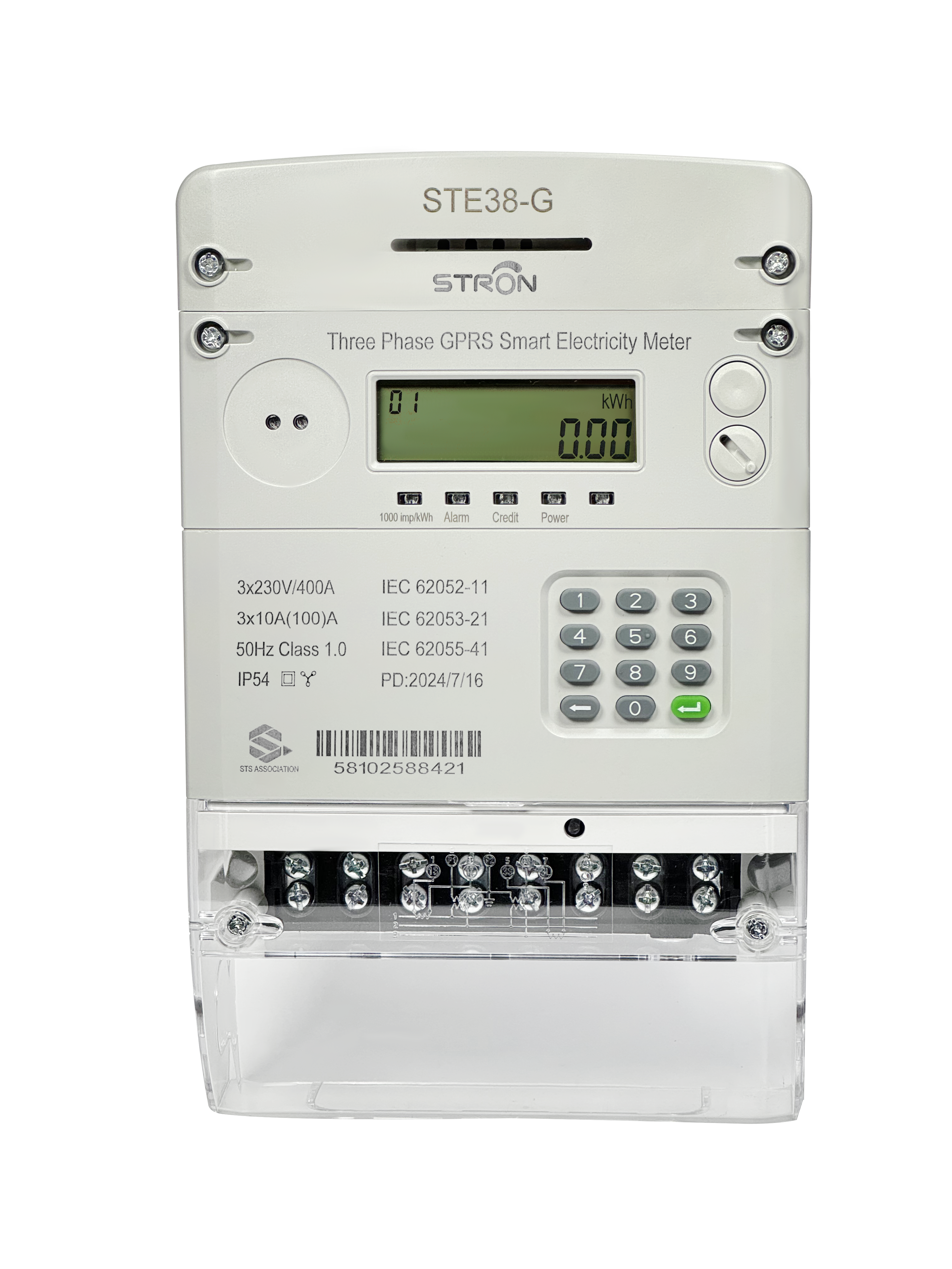 3*230V Nominal Voltage Smart Prepaid Electricity Meter with 2G And 4G Network