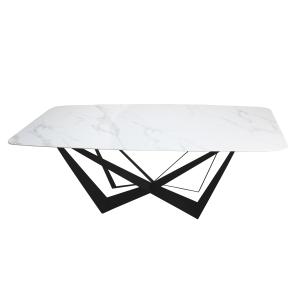 ceramic Metal Cross Leg Dining Table , Rectangle Cross Extension Table