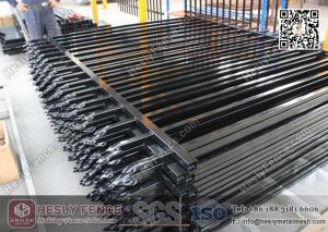 China 2.1m high Steel Picket Fence Powder Coated Black Color China supplier wholesale