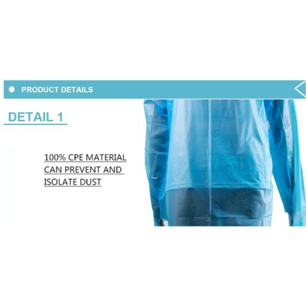 Cast Polyethylene Disposable Blue Gowns With Long Sleeves Open Back Side
