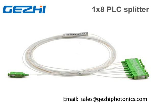 Quality 1x8 Blockless Fiber PLC Splitter Mini Size Even Coupling Ratio 1meter SC/APC for sale