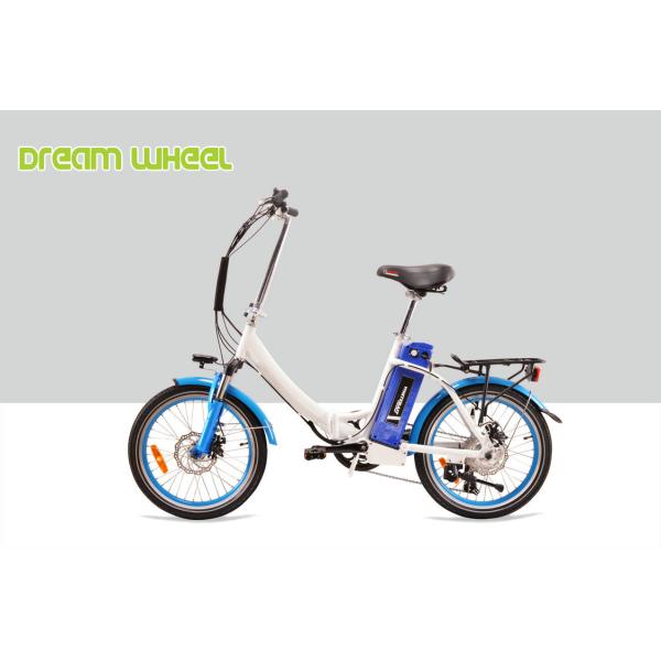 Blue Mens Women'S Electric Folding Bike , Citizen Folding Electric Bike 20" Wheels
