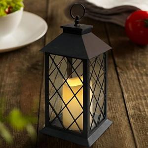 China Vintage Indoor Black Lantern Flameless LED Candles With Plastic Wavy And Drip wholesale