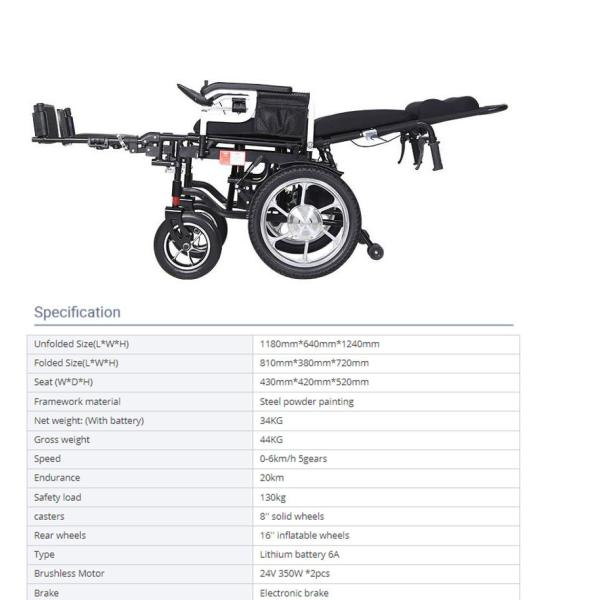 Medical Lightweight Big Wheel Wheelchair Folding Potable Elderly Disabled Electric Wheelchair