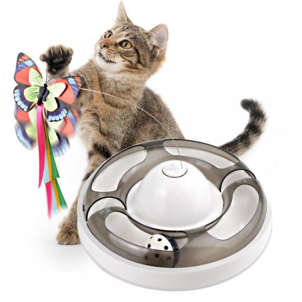 Quality Electric Rotating Cat Pet Toys With Ball Relieving Boring Self Hey Butterfly Cat Toy for sale
