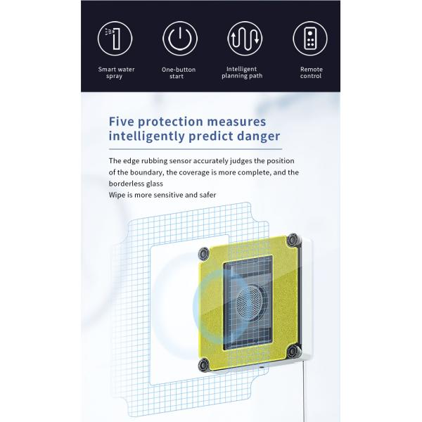 Rise Window Cleaning Robot Noise 65dB Cleaning Speed 3.5 Mins/m2 Household Vacuum US Plug