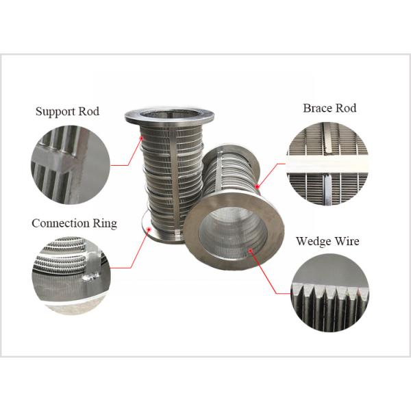 Cylindrical Ss 304 Wedge Wire Screen Pipe Welded From Inside To Outside Filter
