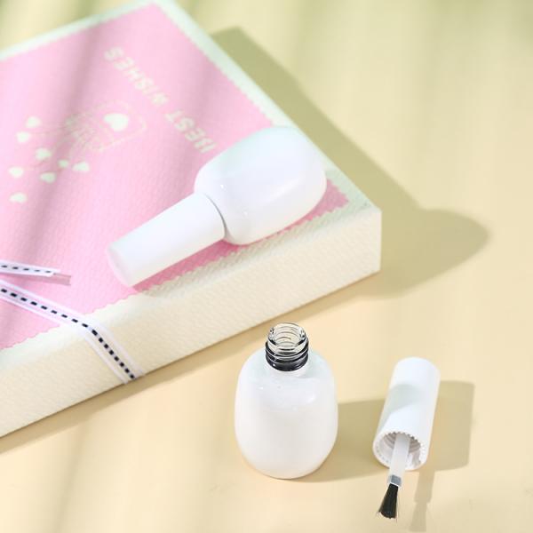 Glass Body 15ml Cute Nail Uv Gel Polish Bottle With Dupont Brush High End Printer Custom Round Empty From Glass Packaging